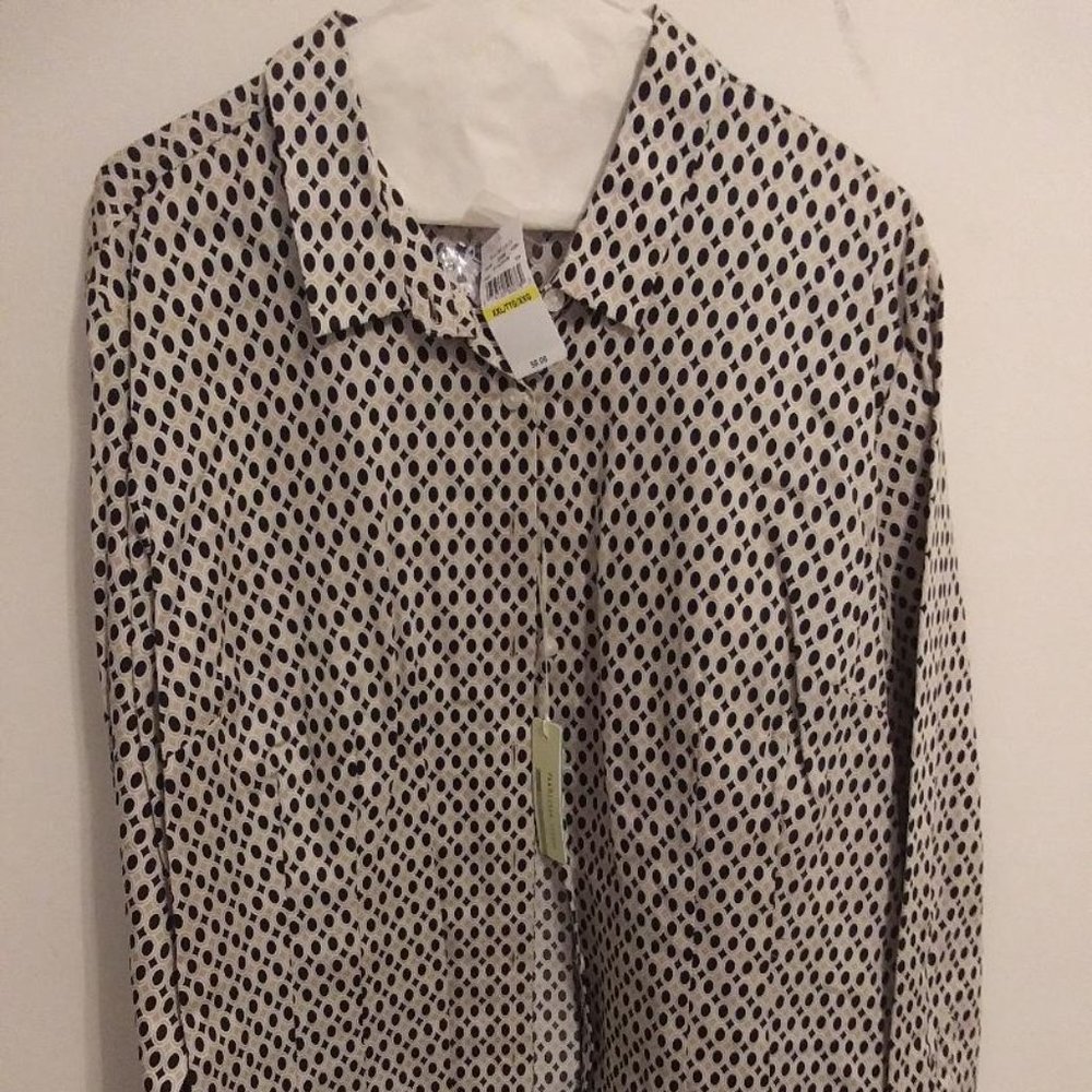 Van Heusen XXL Black/Tan/White Blouse - NWT